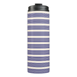 Bouteilles Isothermes Marine bleu et beige cinq bandes motif
