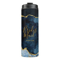 Marine Blue & Gold Foil Agate Marbre Bridesmaid