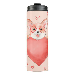 Bouteilles Isothermes Marionnette Corgi mignonne Avec Lunettes De Coeur