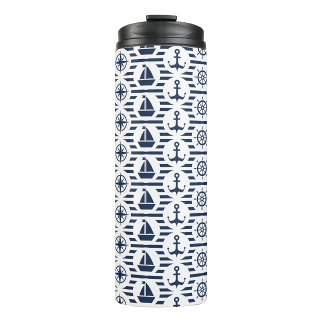 Bouteilles Isothermes Maritime En Motif Bleu (Devant)
