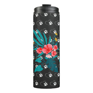Bouteilles Isothermes Marques à skis | Noir Floral Design Tumbler thermi