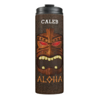 Masque Tiki en Bois Vintage avec Nom Personnalisé