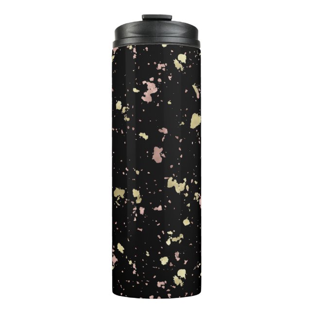 Bouteilles Isothermes Matte Gold et Rose Gold Flakes Noir (Devant)