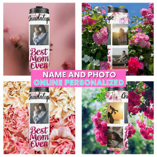 Bouteilles Isothermes Meilleure Maman Ever Collage de photos en rose pou