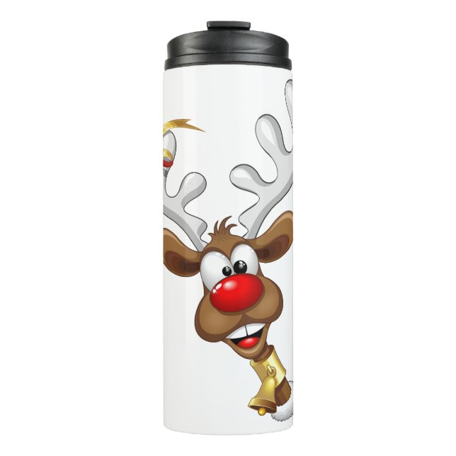 Bouteilles Isothermes Mème de Noël drôle de renne qui regarde par-dessus (Devant)
