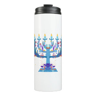 Bouteilles Isothermes menorah à fleurs hanoukka