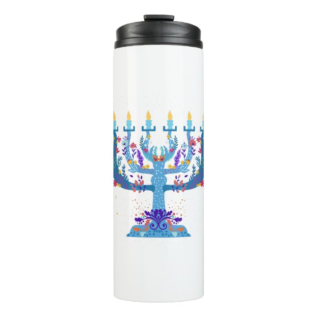 Bouteilles Isothermes menorah à fleurs hanoukka (Devant)
