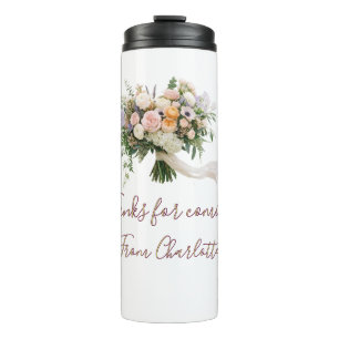 Bouteilles Isothermes merci d'être venu bouquet floral vert bleu nom