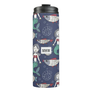 Bouteilles Isothermes Mermaid Motif monogramme personnalisé tumbler