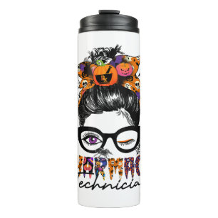 Bouteilles Isothermes Messy Bun Technicien en pharmacie Fête d'Halloween
