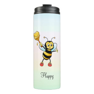 Bouteilles Isothermes Miel abeille mignonne & calligraphie sur couleurs 