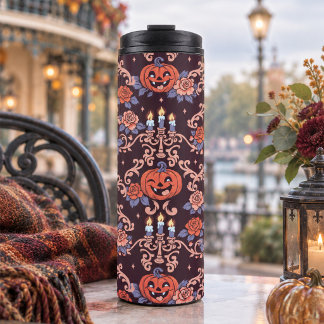 Bouteilles Isothermes Mignon citrouille gothique d'Halloween & rose effr