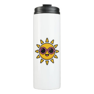 Bouteilles Isothermes Mignon Kawaii Soleil Rétro Portant des Lunettes de