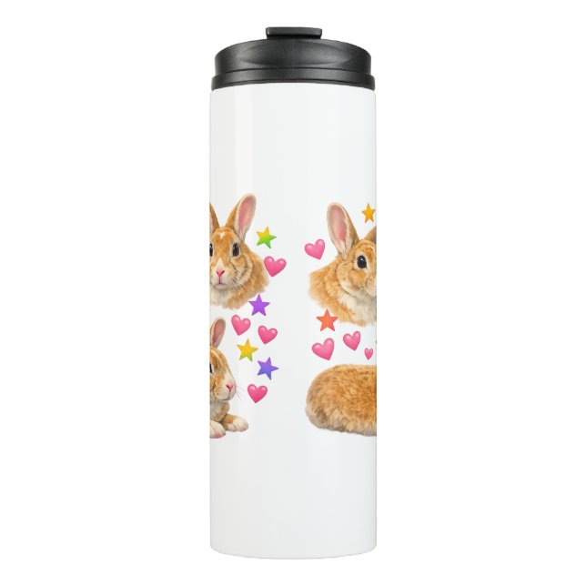 Bouteilles Isothermes mignon kawaii y2k lapin arc-en-ciel (Devant)