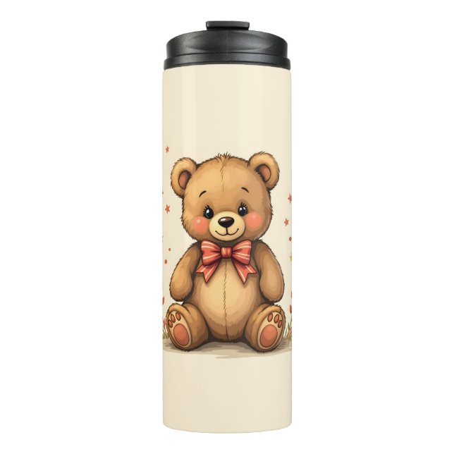 Bouteilles Isothermes Mignon petit ours brun adorable avec cravate (Devant)