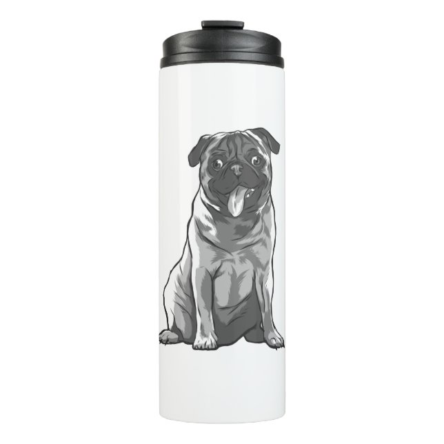 Bouteilles Isothermes Mignon Pug avec Bonne Humeur (Devant)