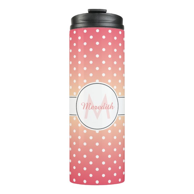 Bouteilles Isothermes Mignonne fille rose Ombre Monogram Polka Dot (Devant)