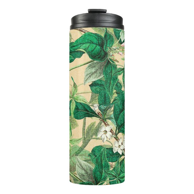 Bouteilles Isothermes Mini fleurs blanches avec motif feuille (Devant)
