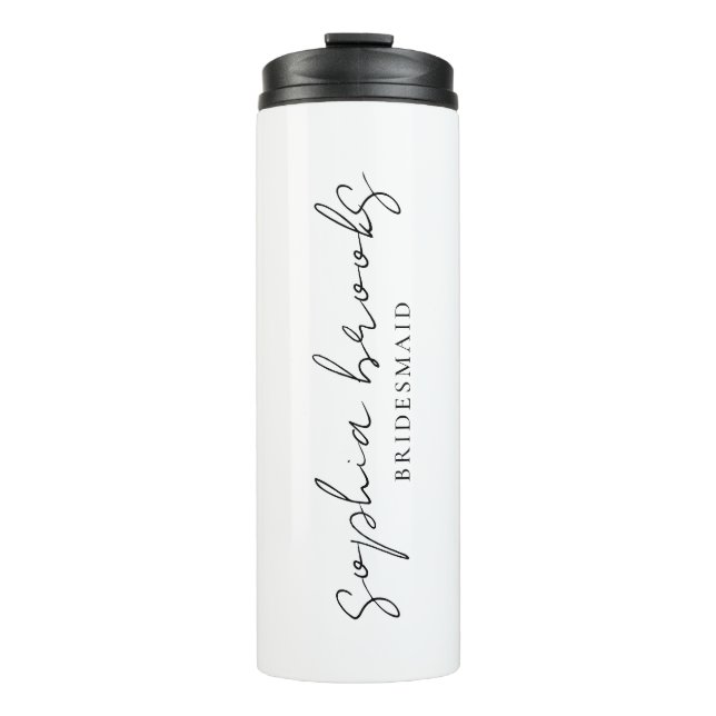 Bouteilles Isothermes Minimalist Black Script Bridesmaid Wedding Favor (Devant)