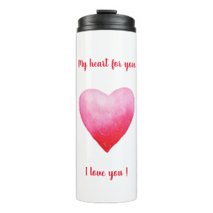 Bouteilles Isothermes Minimaliste Je vous aime coeur d'aquarelle rouge