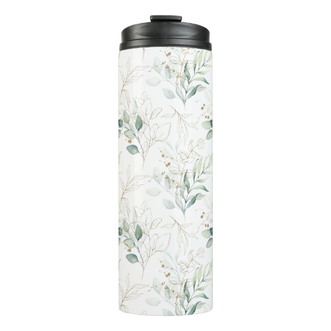 Bouteilles Isothermes Mint Green Pastel Floral Greenery Motif (Devant)