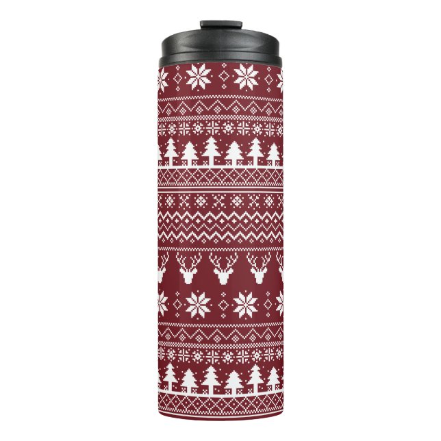 Bouteilles Isothermes Modèle de pull de Noël classique rouge pour renne (Devant)