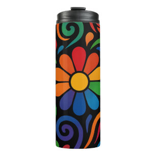 Bouteilles Isothermes Modèle floral arc-en-ciel psychédélique
