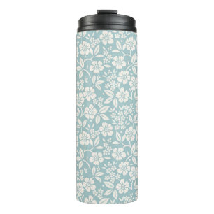 Bouteilles Isothermes Modèle floral. Jolies fleurs sur fond bleu gris