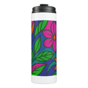 Bouteilles Isothermes Modèle floral néon - Mug floral coloré gras