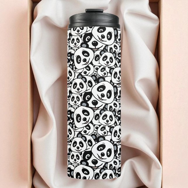 Bouteilles Isothermes Modern Black and White Cute Panda Bear Pattern (Modern Black and White Cute Panda Bear Pattern Thermal Tumbler)