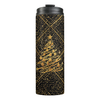 Bouteilles Isothermes Modern, Chrismas Tree, Black Gold Cross Pattern