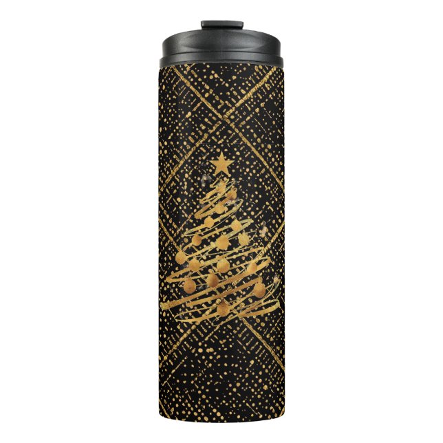 Bouteilles Isothermes Modern, Chrismas Tree, Black Gold Cross Pattern  (Devant)