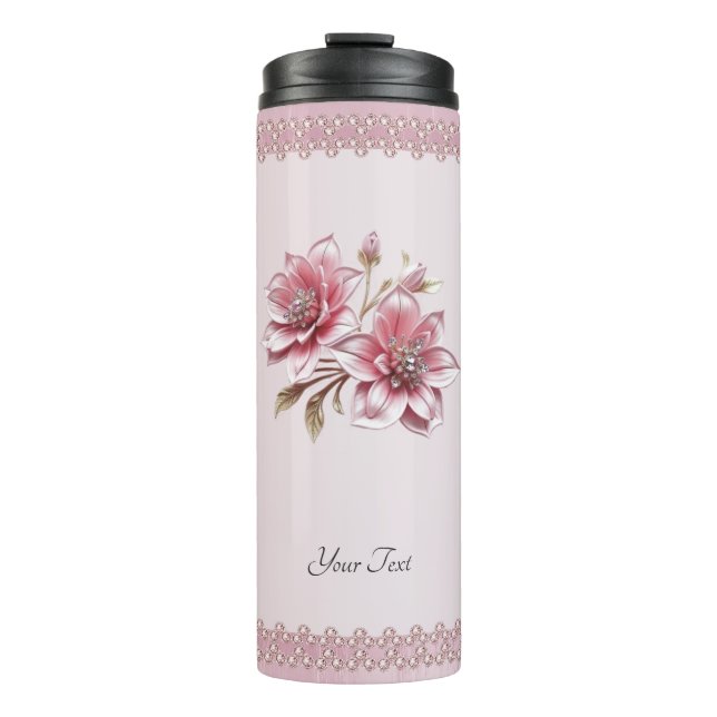 Bouteilles Isothermes Modern Pink Flowers Thermal Tumbler (Devant)