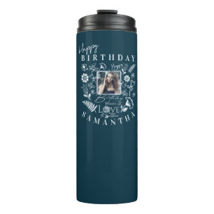 Bouteilles Isothermes Moderne Anniversaire Floral Typographie Photo Dood
