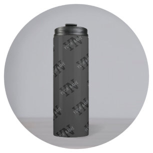 Bouteilles Isothermes Moderne Carreaux Gris Foncé Monogramme Nom/autre T