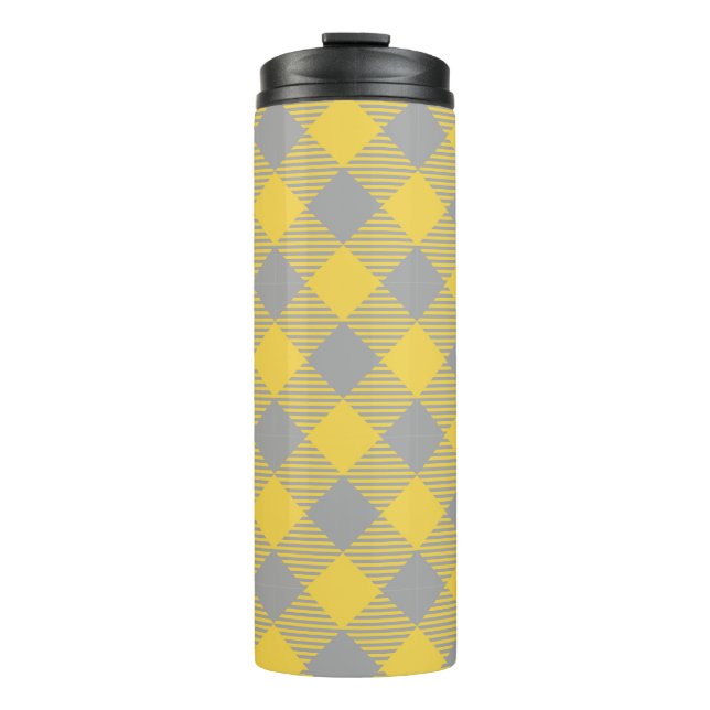 Bouteilles Isothermes Moderne classique carreaux gris et jaune  (Devant)