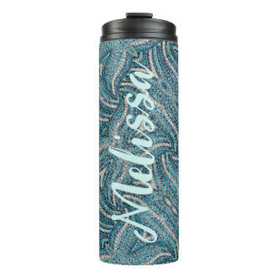 Bouteilles Isothermes Moderne Elégante Girly Turquoise Swirl Nom personn