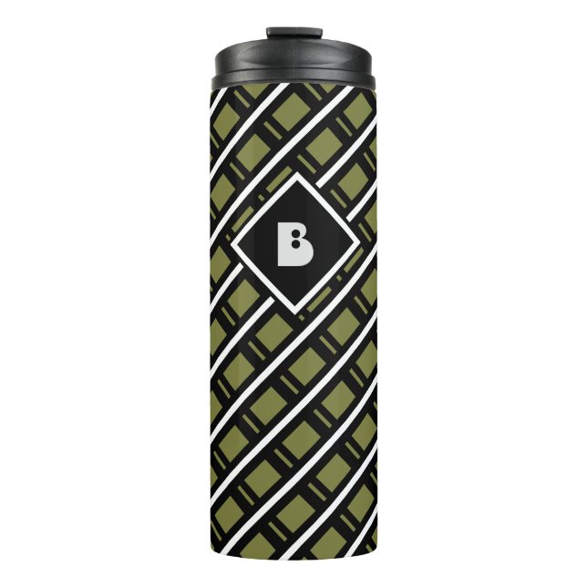 Bouteilles Isothermes Moderne Monogramme Géométrique Funky Initiale Vert (Devant)