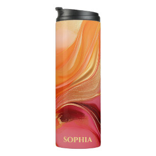 Bouteilles Isothermes Moderne Orange Rose Et Or -