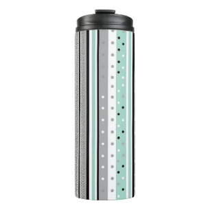 Bouteilles Isothermes Moderne rayé vert menthe et gris 
