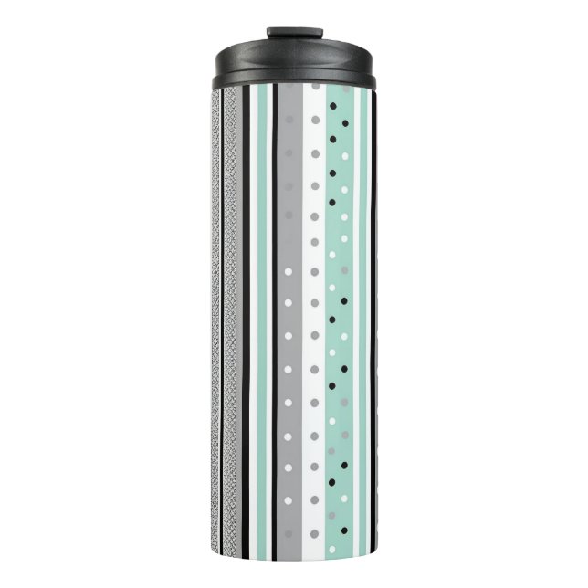 Bouteilles Isothermes Moderne rayé vert menthe et gris  (Devant)
