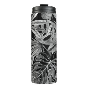 Bouteilles Isothermes Monochrome Tropical, Aquarelle Texture Feuille.