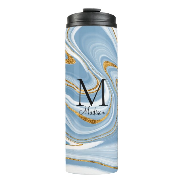 Bouteilles Isothermes Monogramme Agate bleu (Devant)