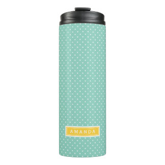 Bouteilles Isothermes Monogramme Aqua et Yellow Mince Dots
