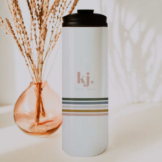 Bouteilles Isothermes Monogramme Bandes Rétro Chic (Créateur téléchargé)