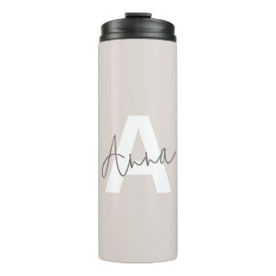 Bouteilles Isothermes Monogramme beige moderne personnalisé