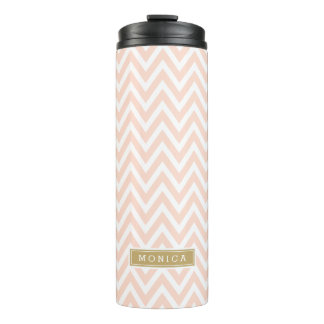 Bouteilles Isothermes Monogramme blanc rose et or Chevron