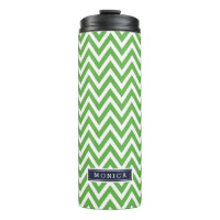 Monogramme bleu marine et vert Chevron