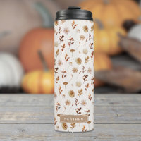 Monogramme Botanique Aquarelle Brun Taupe Automne