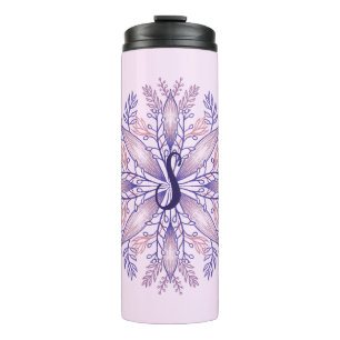 Bouteilles Isothermes monogramme botanique cottagecore boho rose floral